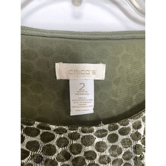 Chico's Sheer Sleeve and Sheer Polk a Dot Layered Top Size L/12 - Picture 6 of 7